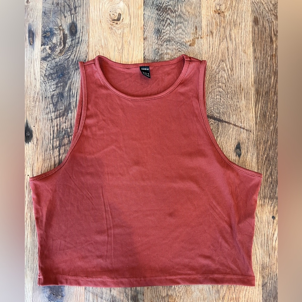 SHEIN Ribbed Rust Tank Top